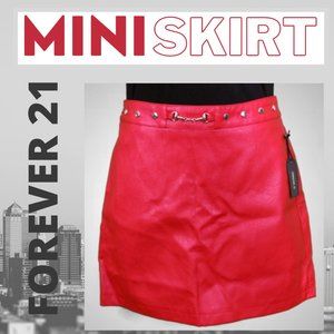 New! Forever 21 Red Leather Skirt